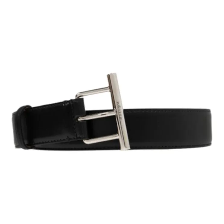 Alexander McQueen T Bar Buckled Logo Engraved Belt-0