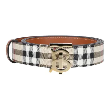 Burberry Brand Logo Smooth Buckle Leather Belts Women's White Width  3cm
