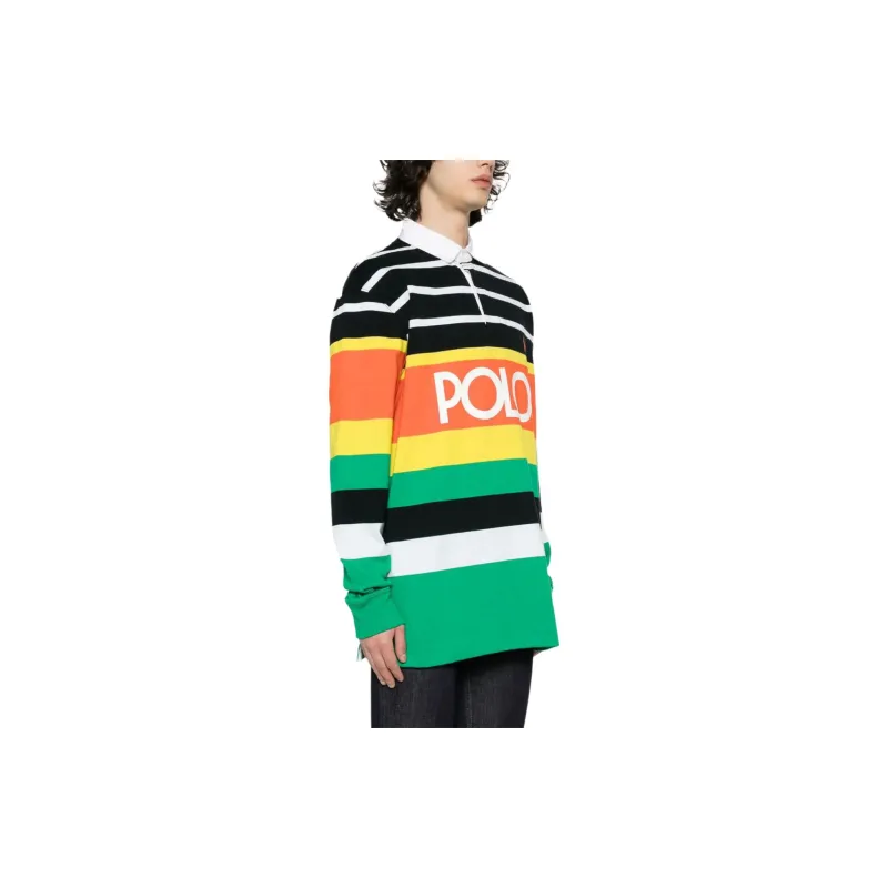 Polo Ralph Lauren Logo Printed Striped Polo Shirt-3