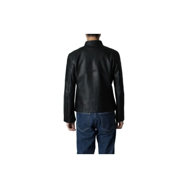 Beams Leather Jacket Men's Black-4