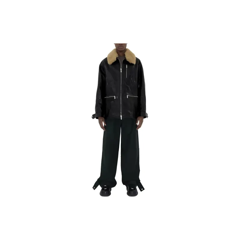 Burberry Shearling collar Leather Coat-2