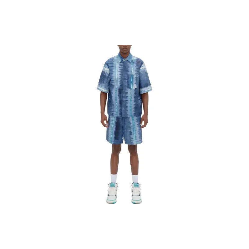 AMIRI Tie dye Short sleeve Leather Shirt-1
