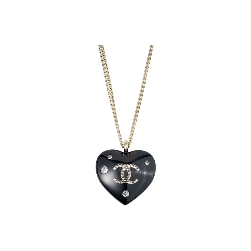 CHANEL Resin Necklaces Women's Black/Gold-0