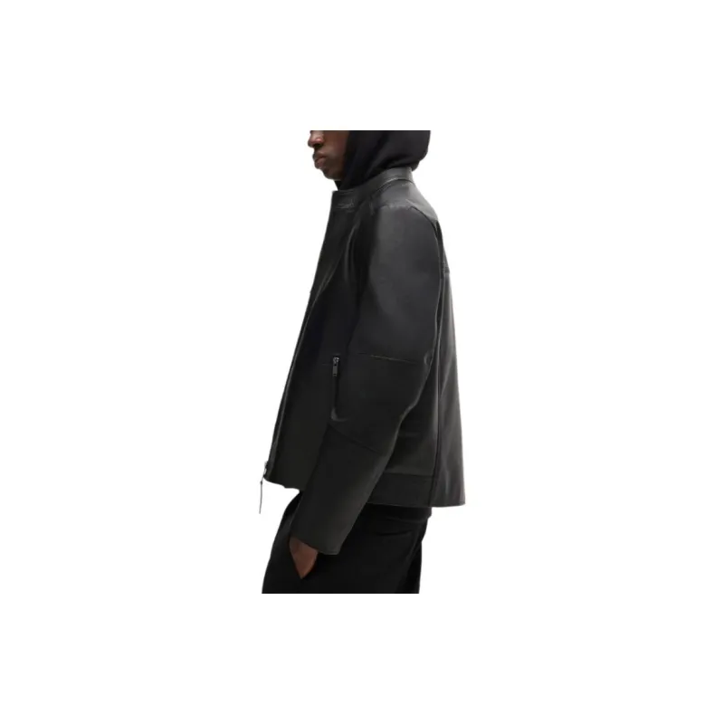 HUGO BOSS Leather Jacket Men's Black-3