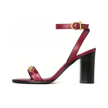 CELINE Triomphe Strap Sandals Women's Black Red