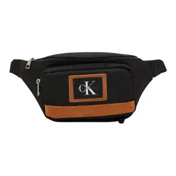 CALVIN KLEIN Recycled Polyester Crossbody Fanny Pack Unisex Black & Orange