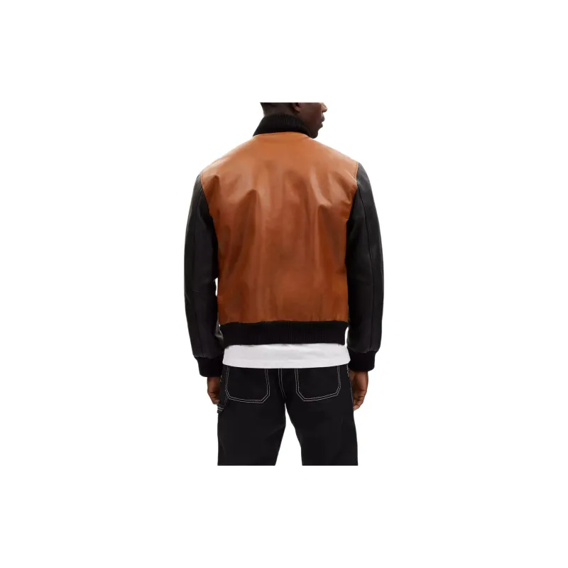 COACH Leather Varsity Jacket Jackets Coats Men's Brown-2