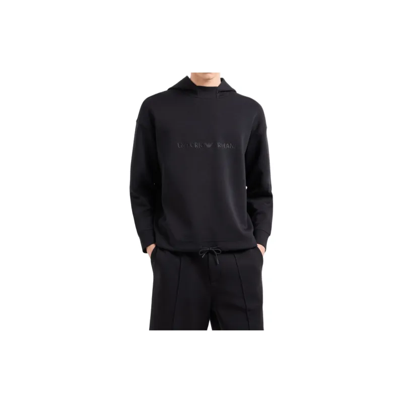 EMPORIO ARMANI Logo Embroidered Drawstring Hem Hoodie-2