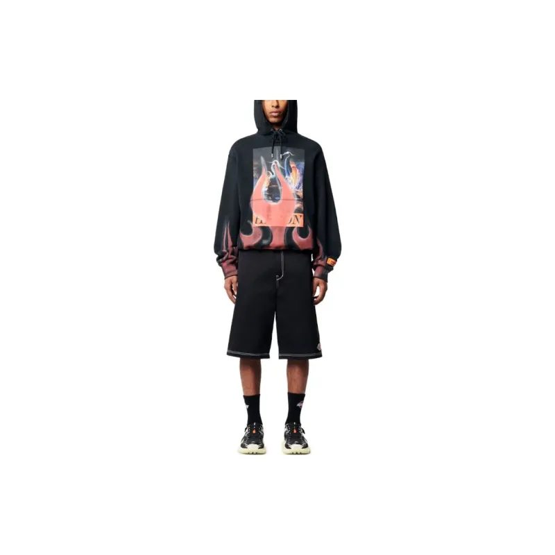 HERON PRESTON Flame print Cotton Hoodie-2