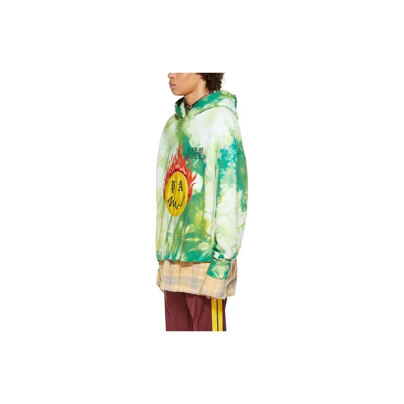 PALM ANGELS Smiley Intarsia Burning Head Tie Dye Hoodie-4