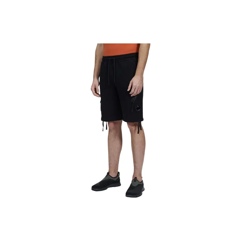 C.P.Company Diagonal Raised Fleece Drawsting Zip Detail Shorts-3