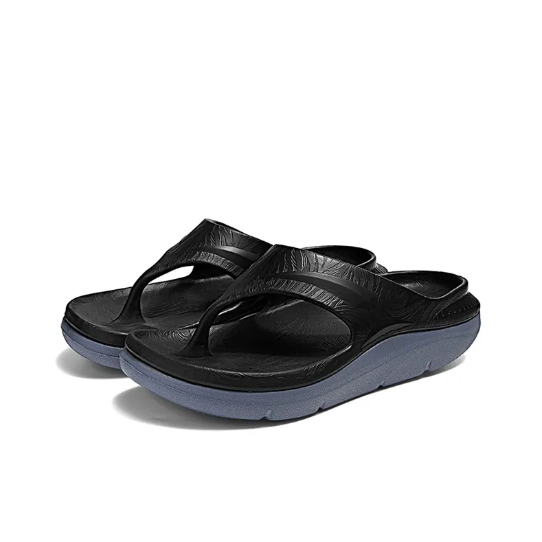 ENBO Quiet Abrasion Resistant Slip Resistant Flip Flops Men's Gray Black-2