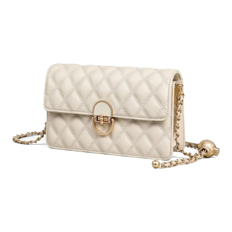 COMELY Cow Leather With Synthetic Leather Small Square Bag Shoulder Bag Regular Women's Ecru-1