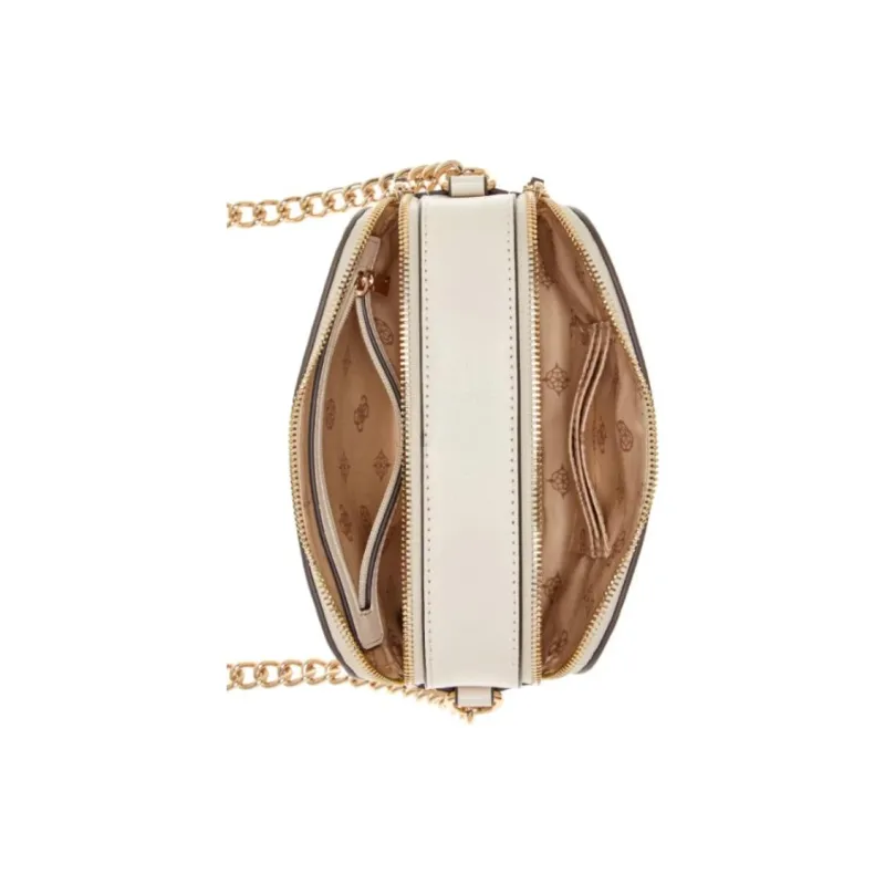 GUESS Smooth Artificial Leather Camera Bag Shoulder Bag Crossbody Bag Women's Gray White-3