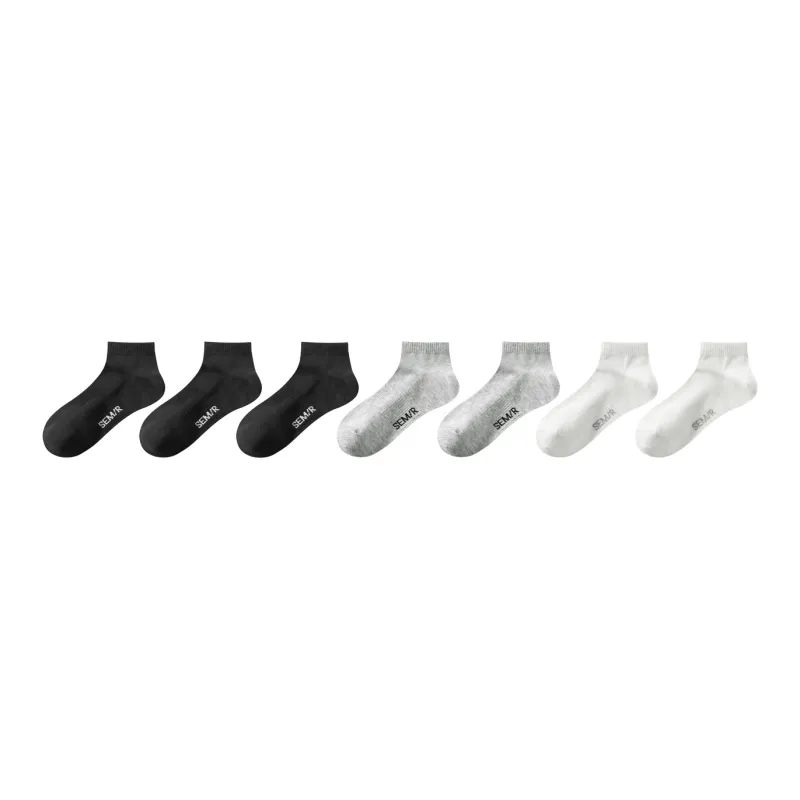 SEM/R Ankle Socks Men's 7 Pack Black White Tone-0