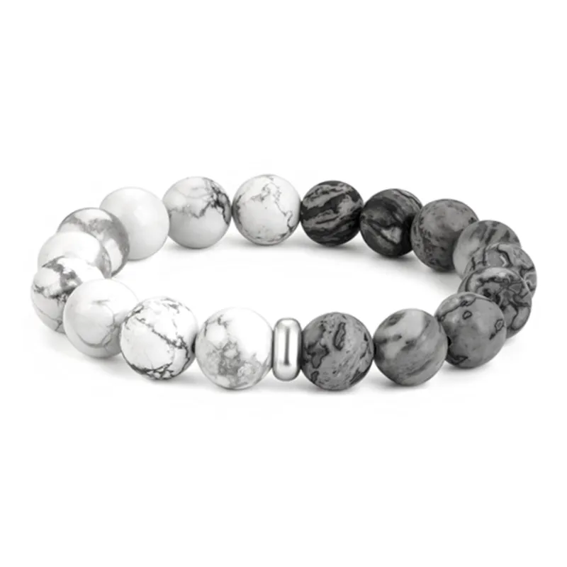 SIMPLE JOYS Bracelets Unisex Map Stone White Turquoise Stretchable Minimalist Style New Chinese Trend-40