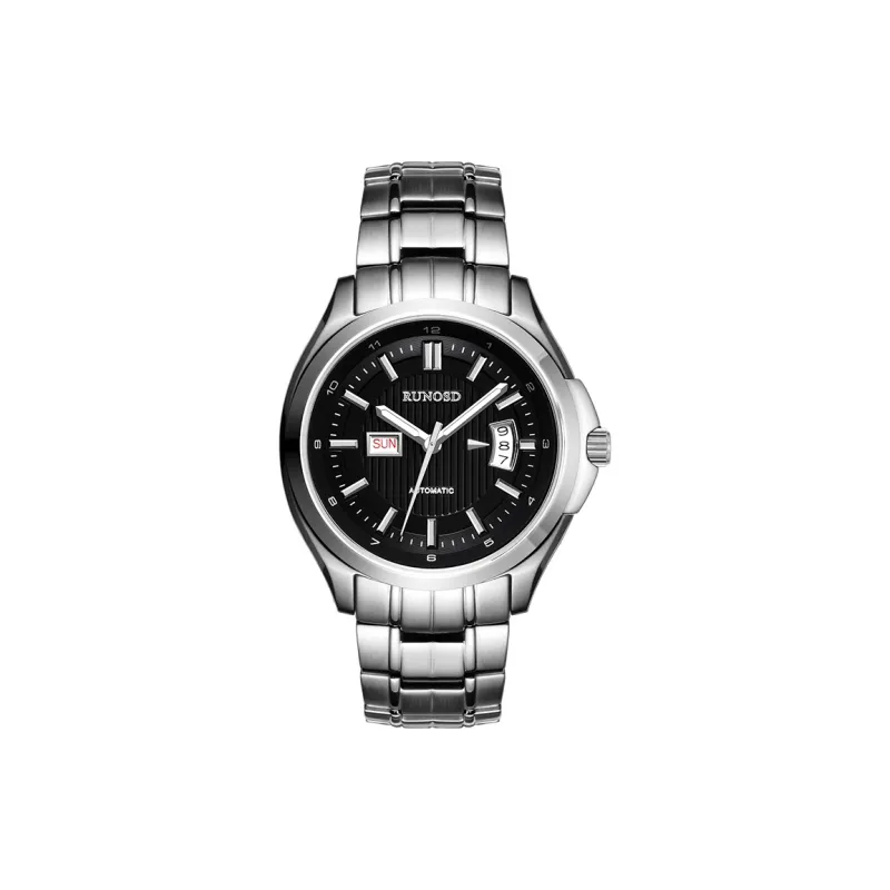 RUNOSD Mechanical Movement Stainless Steel Watchband Watch Men's Watches White Dial-4