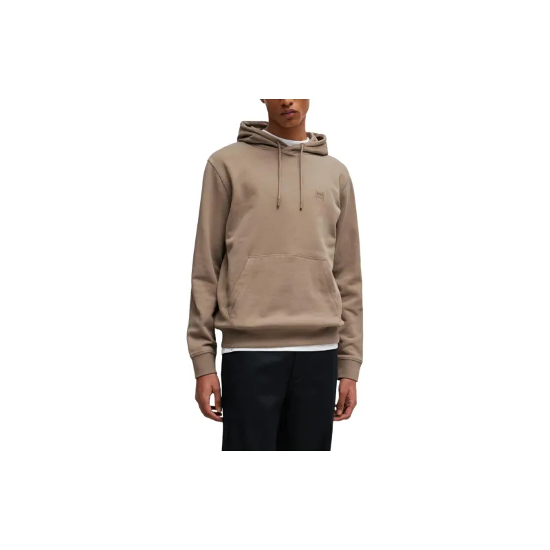 HUGO BOSS Cotton-Terry Hoodie With Logo Patch Sweatshirt Men's Light Brown-2