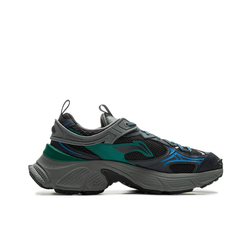 LiNing Star Cushioning Anti Slip Wear Resistant Breathable Height Increasing Low Top Chunky Sneakers Men's Dark Gray-1