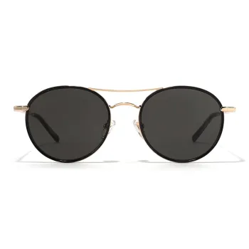 Fakeme Metal Round Sunglasses Unisex Black