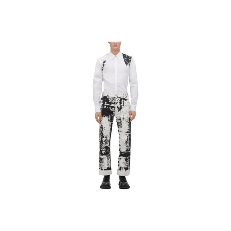 Alexander McQueen Fold Printed Mid Rise Cropped Jeans-1