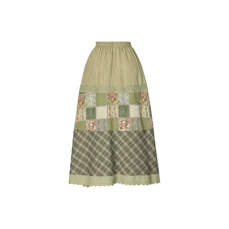 Snbl Casual Long Skirts Women's Green-1