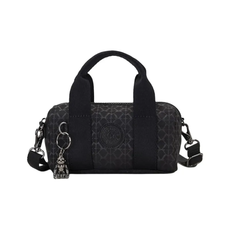 Kipling Polyamide Bowling Bag, Shoulder Bag, Crossbody Bag, Handbag Mini Women's Black Base With Letter Print-1