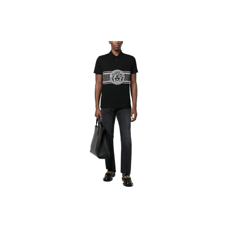 VERSACE Polo Shirts Men Black-1