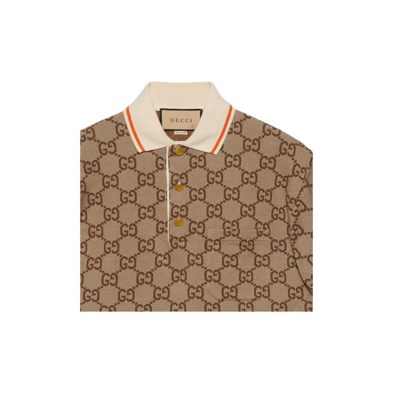 GUCCI Gg Logo Jacquard Polo Shirt-4