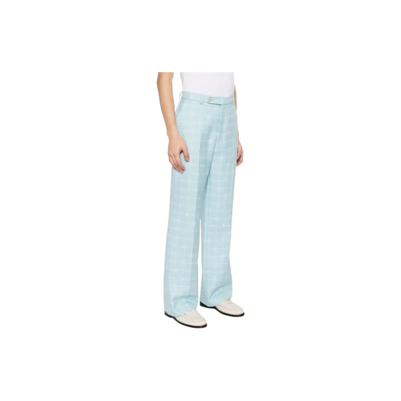 CASABLANCA Logo windowpane Straight Trousers-2