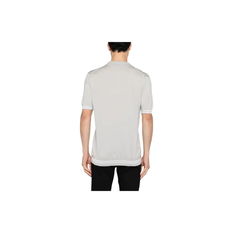 KITON Striped edge Ribbed Polo Jumper-2