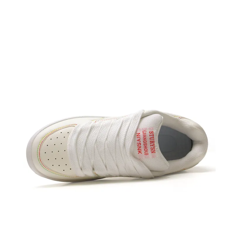 STUR YSN Wear resistant And Lightweight Low Top Skateboard Shoes Unisex White Rainbow-5