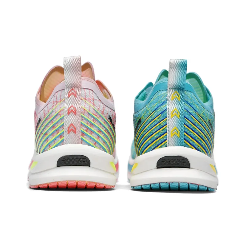 PANKE Running Shoes Unisex Low Top Mismatched Peacock Blue+Cherry Blossom Pink-4
