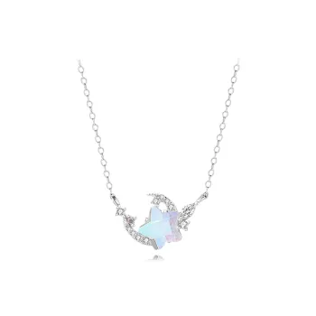 Muyan S925 Silver Moon Companion Star Necklace Women's
