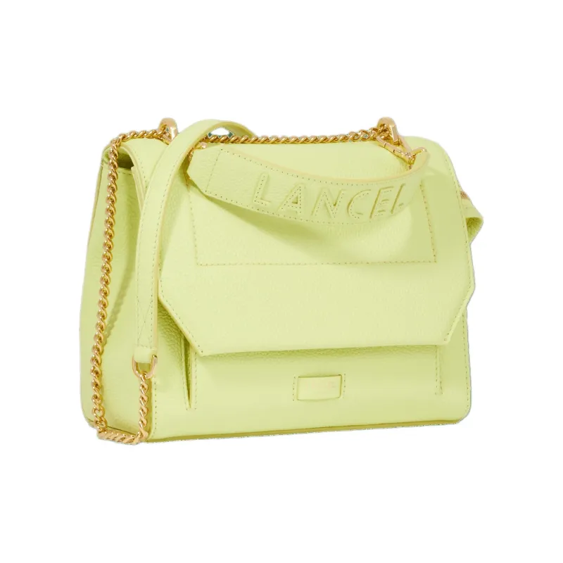 LANCEL Grain Cow Leather Shoulder Bag, Crossbody Bag Medium Size Women's Lime-1