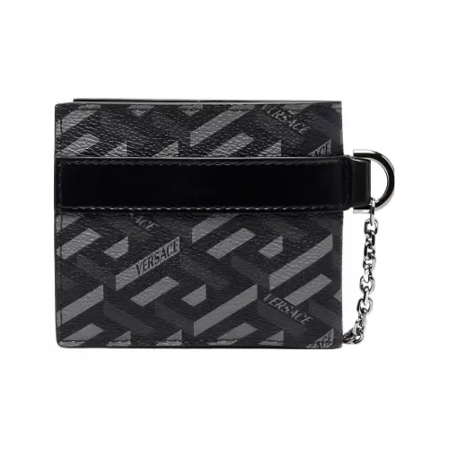 VERSACE PU Polyurethane Wallet Men's Black
