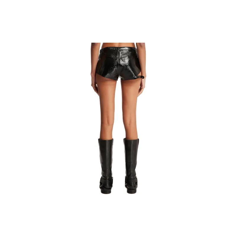 Courrèges Buckle Zipped Vinyl Mini Short 'Black'-1