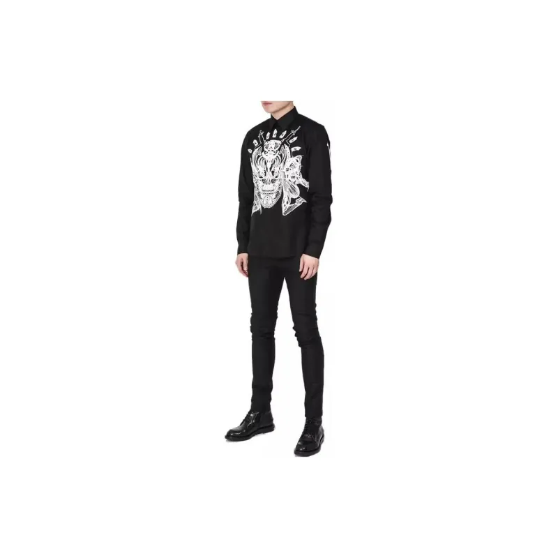 GIVENCHY Skeleton Tattoo Illustration Long-Sleeved T-Shirt Men's Black-2