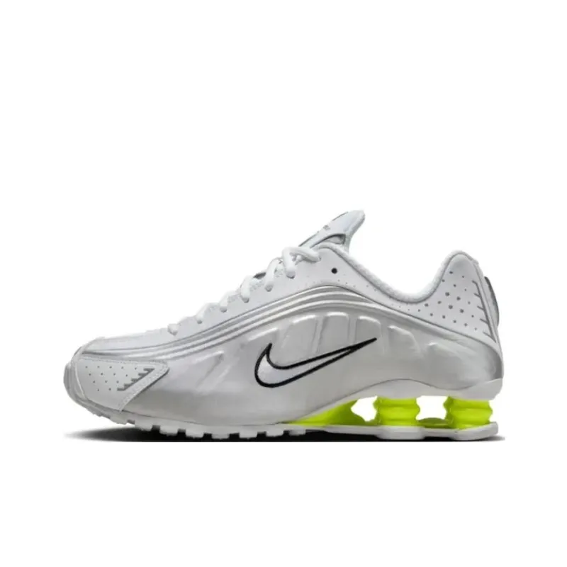 Nike Shox R4 White Metallic Silver Volt Women's-0