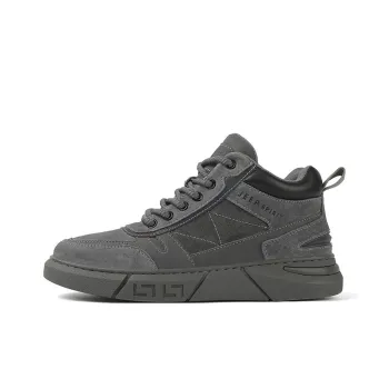 JEEP SPIRIT Anti-Slip Wear-Resistant Water-Resistant Lightweight Mid-Top Casual Shoes Men's Climbing Gray