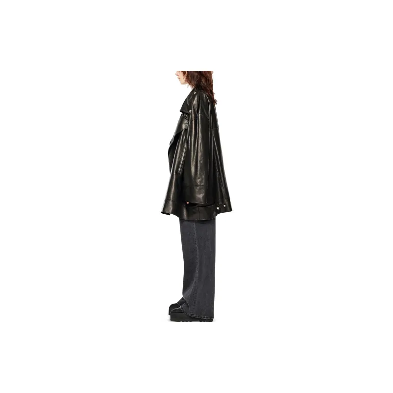 KIMHEKIM 1.5 LEATHER RIDER HALF COAT Leather Jacket Unisex BLACK/Black-4