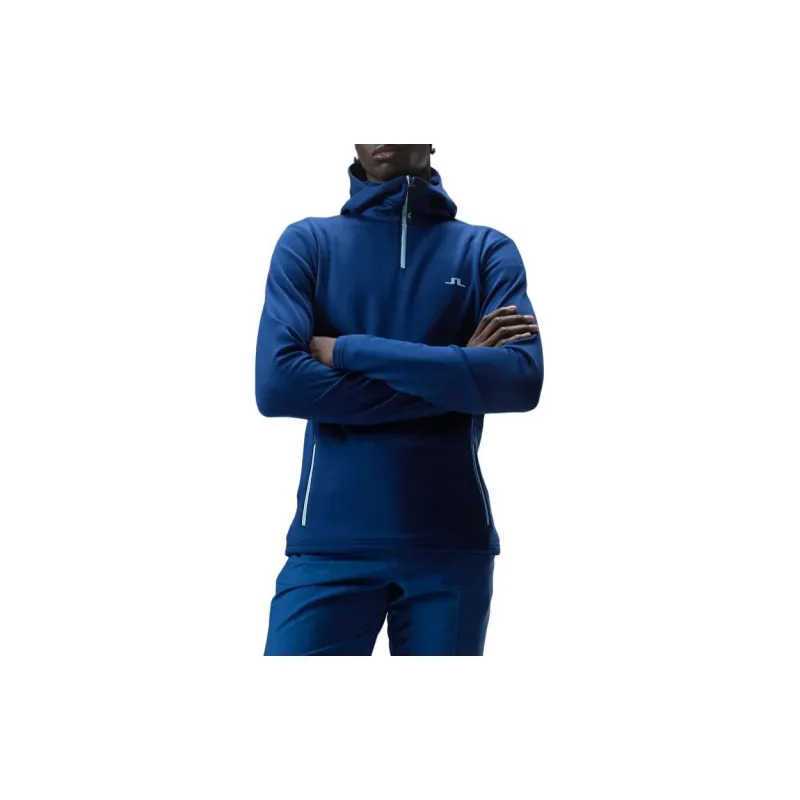 J.Lindeberg Aerial Quater Hood Sweatshirt Men's Blue-4