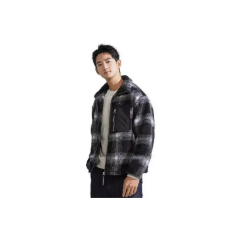 CALVIN KLEIN Velvet feel Coat Unisex Space Black Plaid-1