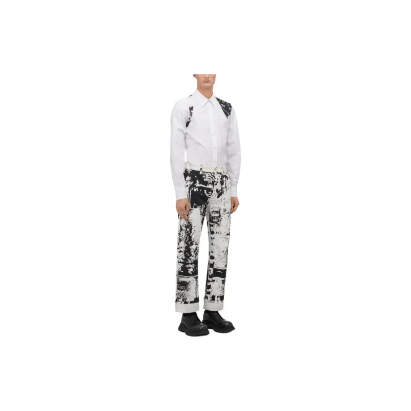 Alexander McQueen Fold Printed Mid Rise Cropped Jeans-3