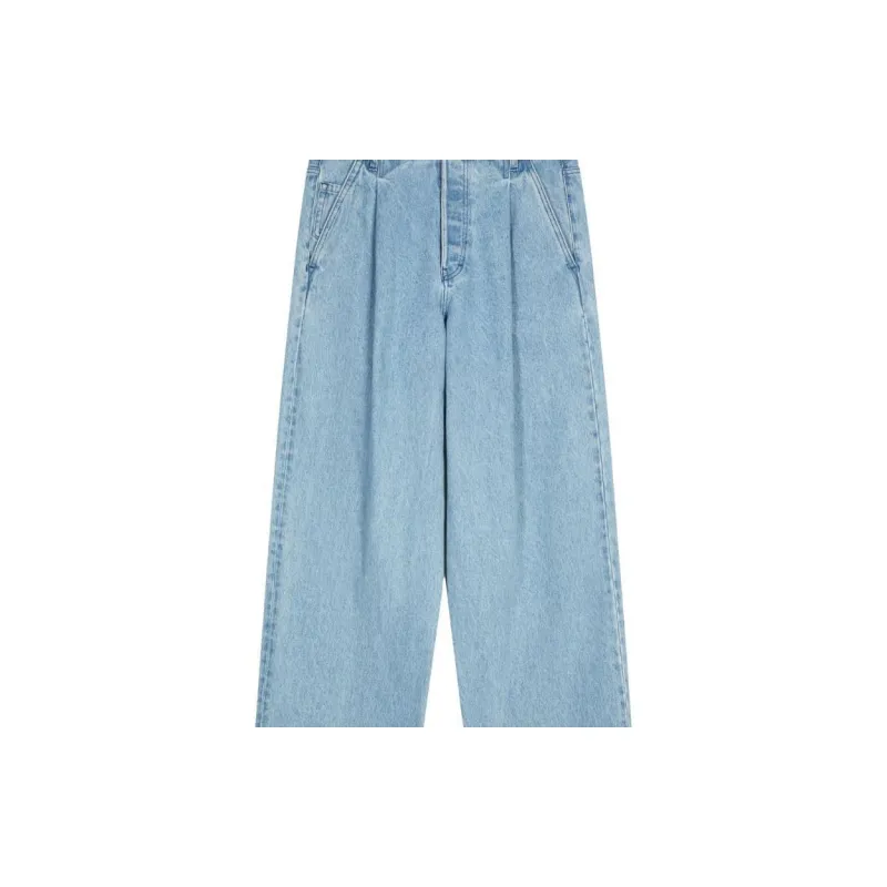 DRIES VAN NOTEN Pleated Wide leg Denim Trousers-2