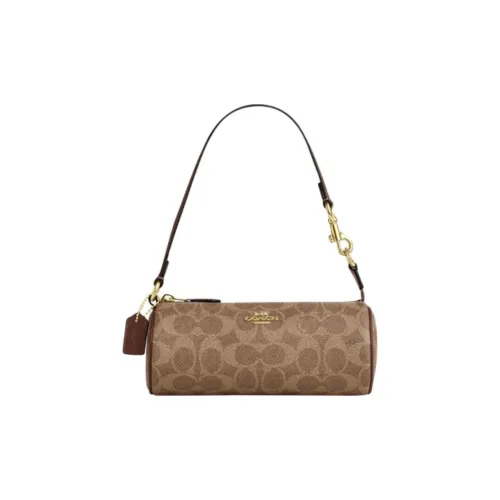 COACH PVC With Leather Shoulder Bag Regular Small Size Women's Caramel