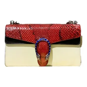 GUCCI Dionysus Snake Skin Patchwork Cow Leather Shoulder Bag Crossbody Bag Women's Red/Beige