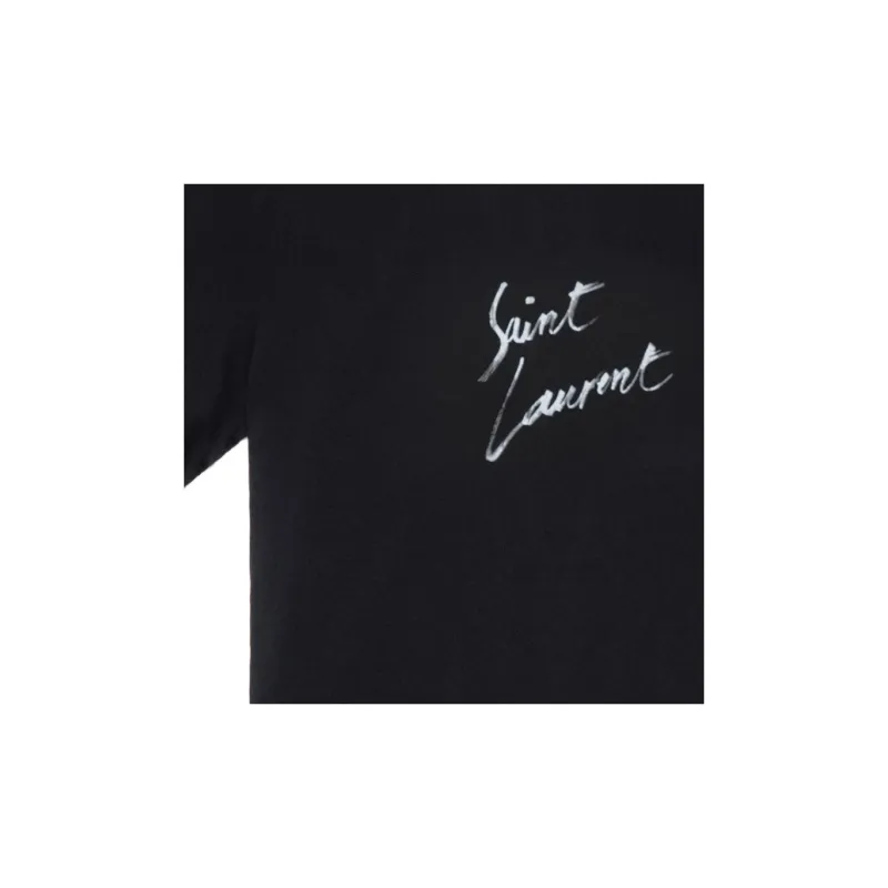 SAINT LAURENT Signature Logo Print Cotton T shirt-6