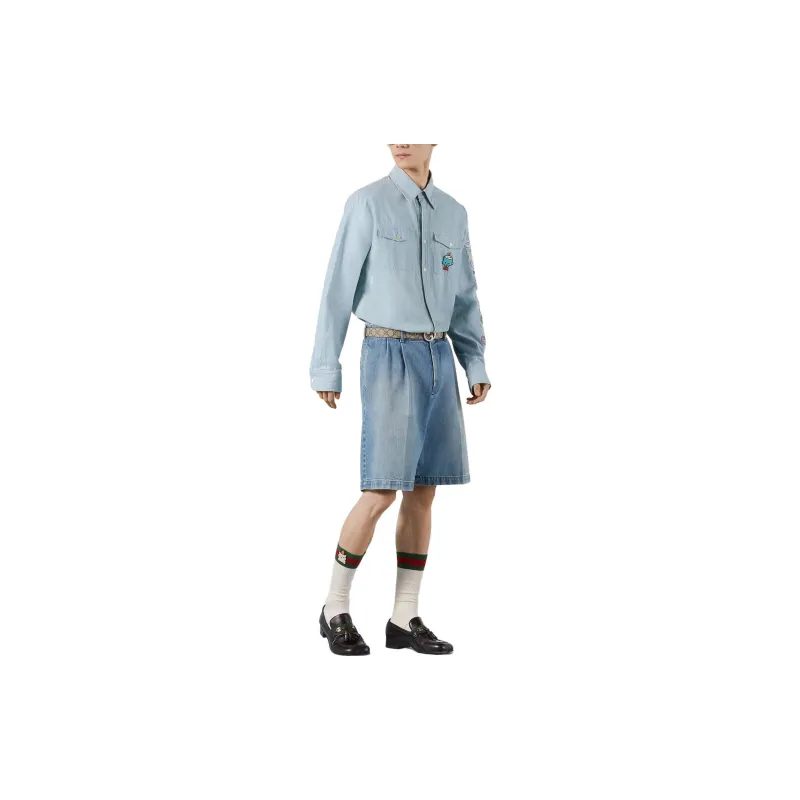 GUCCI Shirts Men Blue-1