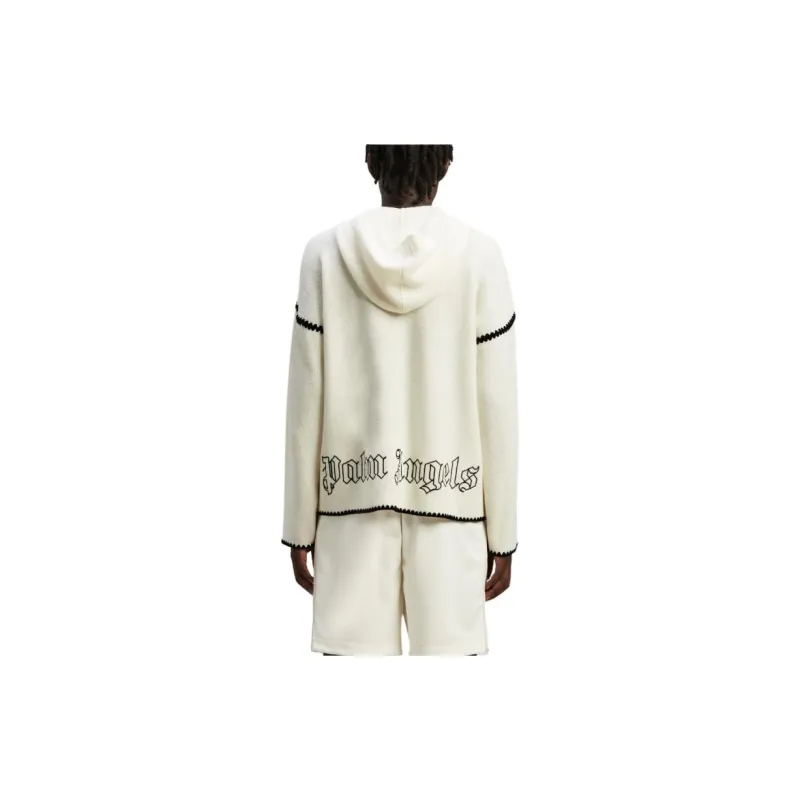 PALM ANGELS Monogram Embroidered Zipped Knitted Hoodie-2